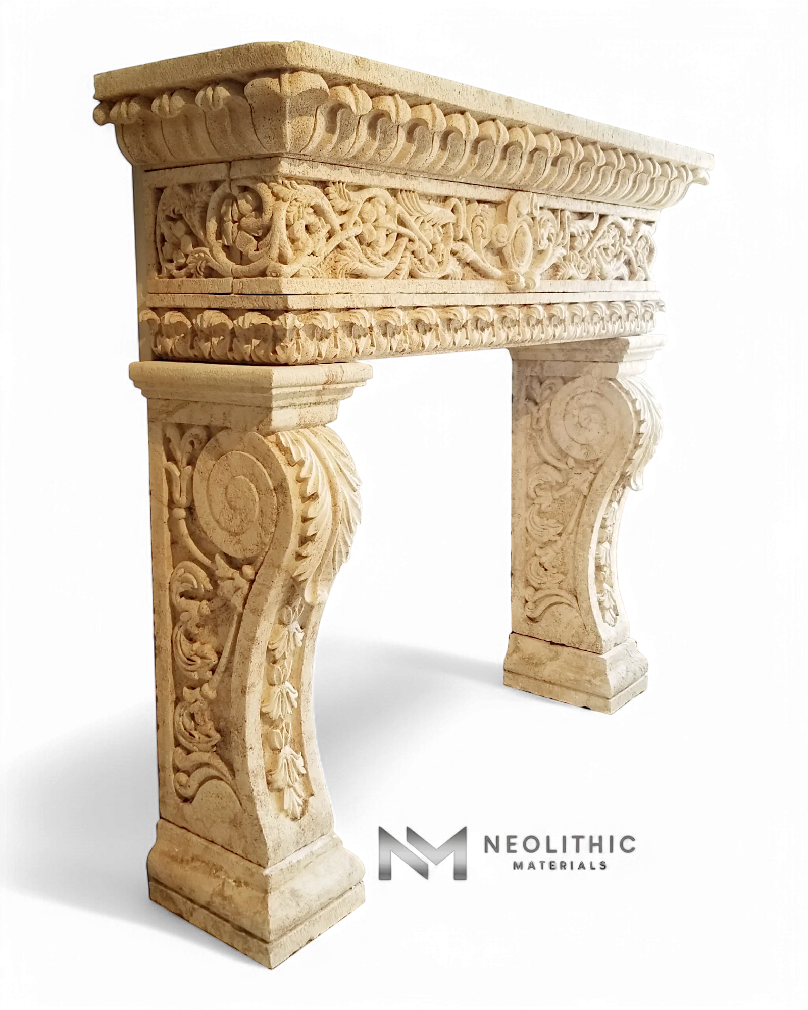 Limestone Fireplace Mantel - Image 2